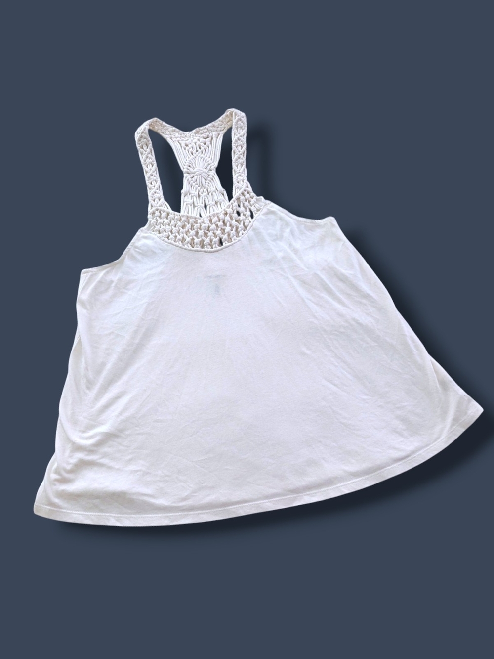 NWOT Billabong White Macarame Racerback Tank Top, Size M